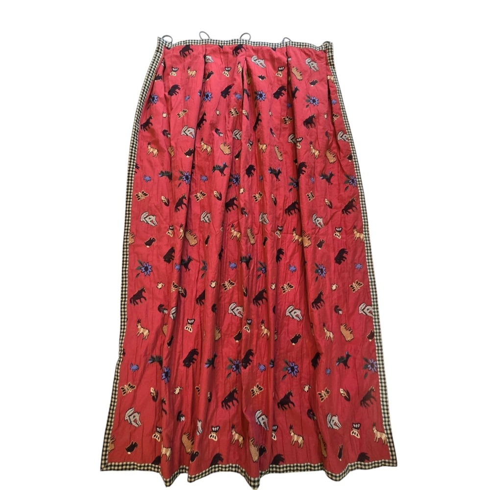 Set Of 2 Handmade Lined Curtains 28x49 Lodge Cabin Animal Embroidered ~4 avail.